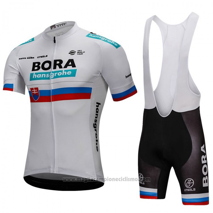 2018 Abbigliamento Ciclismo Bora Campione Russia Bianco Manica Corta e Salopette